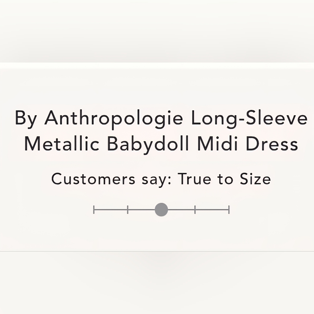 By Anthropologie Long-Sleeve Metallic Babydoll Midi Dress,XXS,XS &S, Gold&Black - Picture 8 of 16